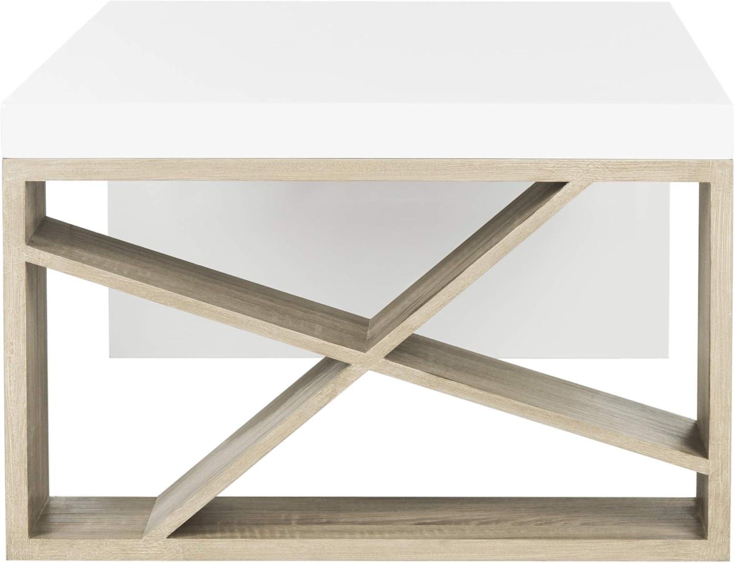 image:imageSafavieh Home Collection Carlton White Lacquer and Light Oak Side Coffee Table