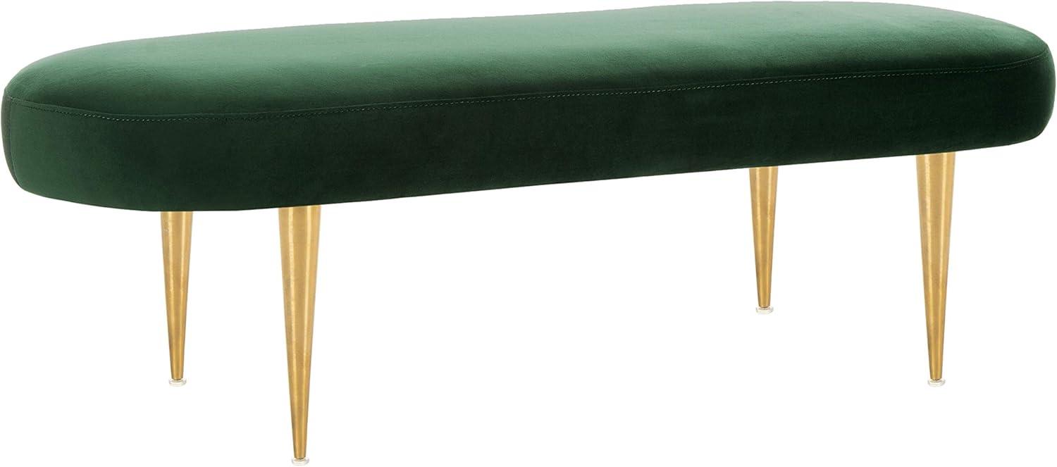 image:imageSafavieh Home Collection Corinne Emerald and Gold Velvet Oval BenchEmerald Gold