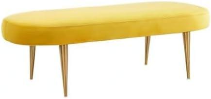image:imageSafavieh Home Collection Corinne Emerald and Gold Velvet Oval BenchMarigold