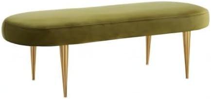 image:imageSafavieh Home Collection Corinne Emerald and Gold Velvet Oval BenchOlive