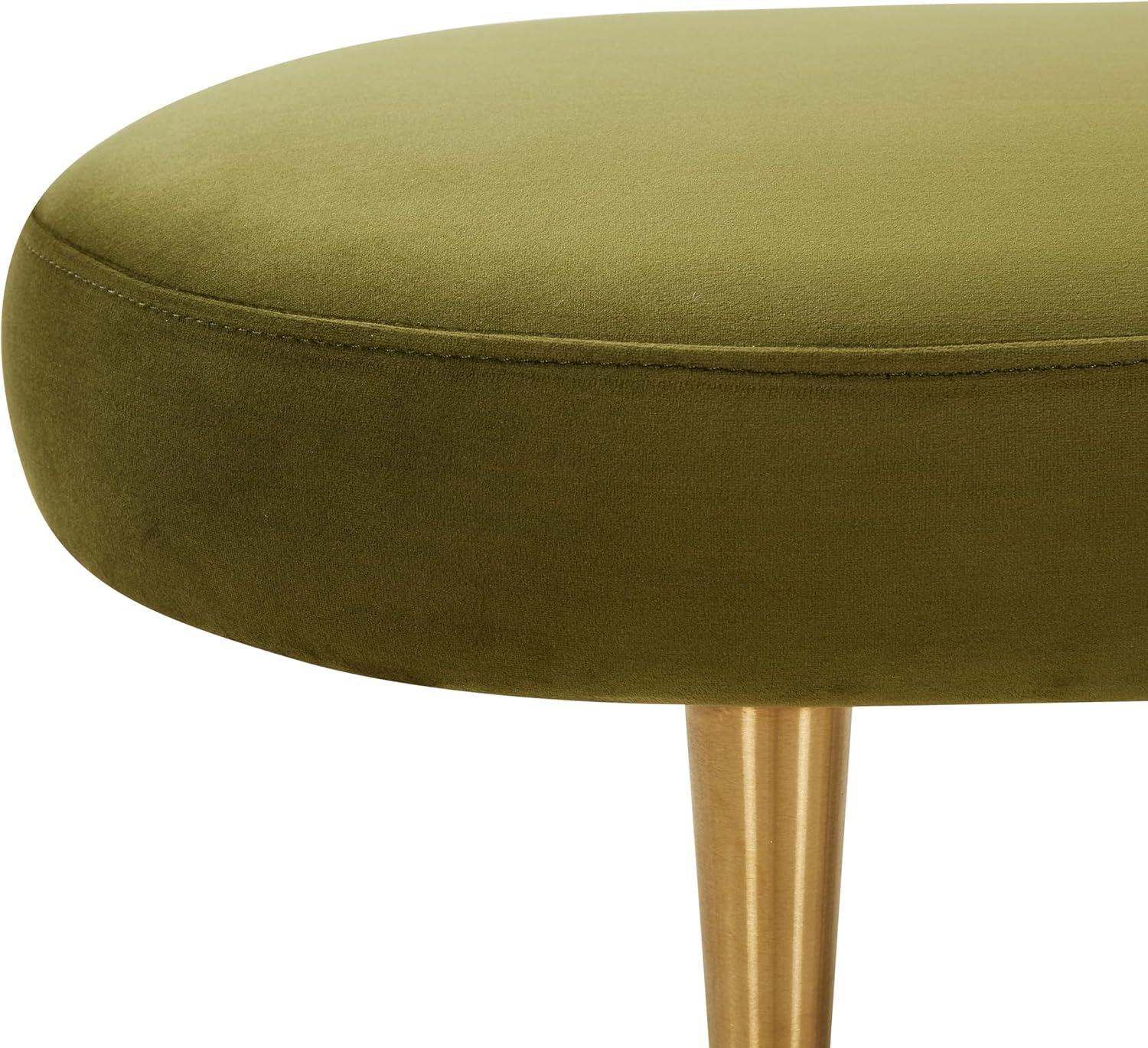 image:imageSafavieh Home Collection Corinne Emerald and Gold Velvet Oval BenchOlive