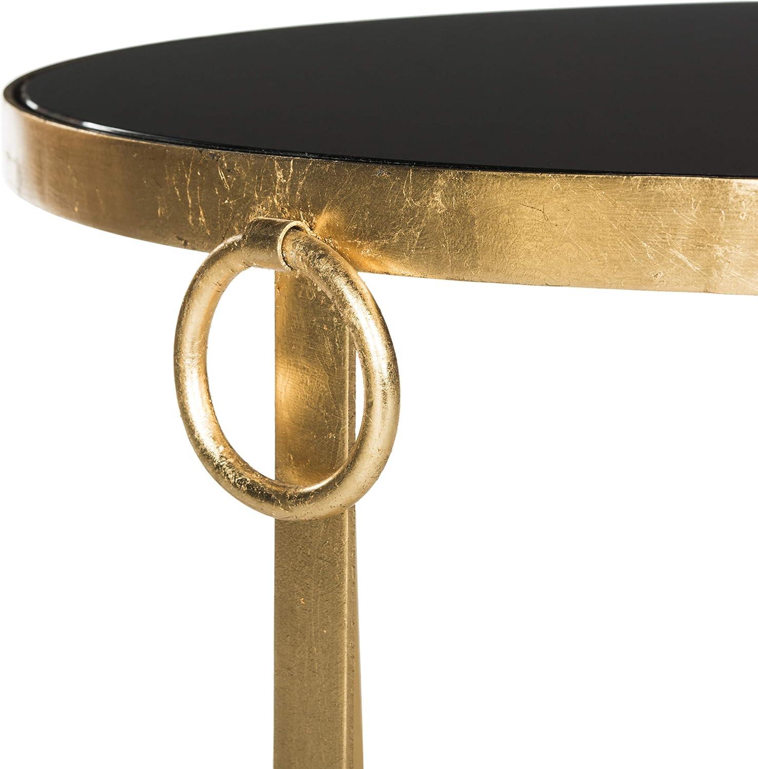 image:imageSafavieh Home Collection Elisha Black and Gold Leaf Round Coffee Table