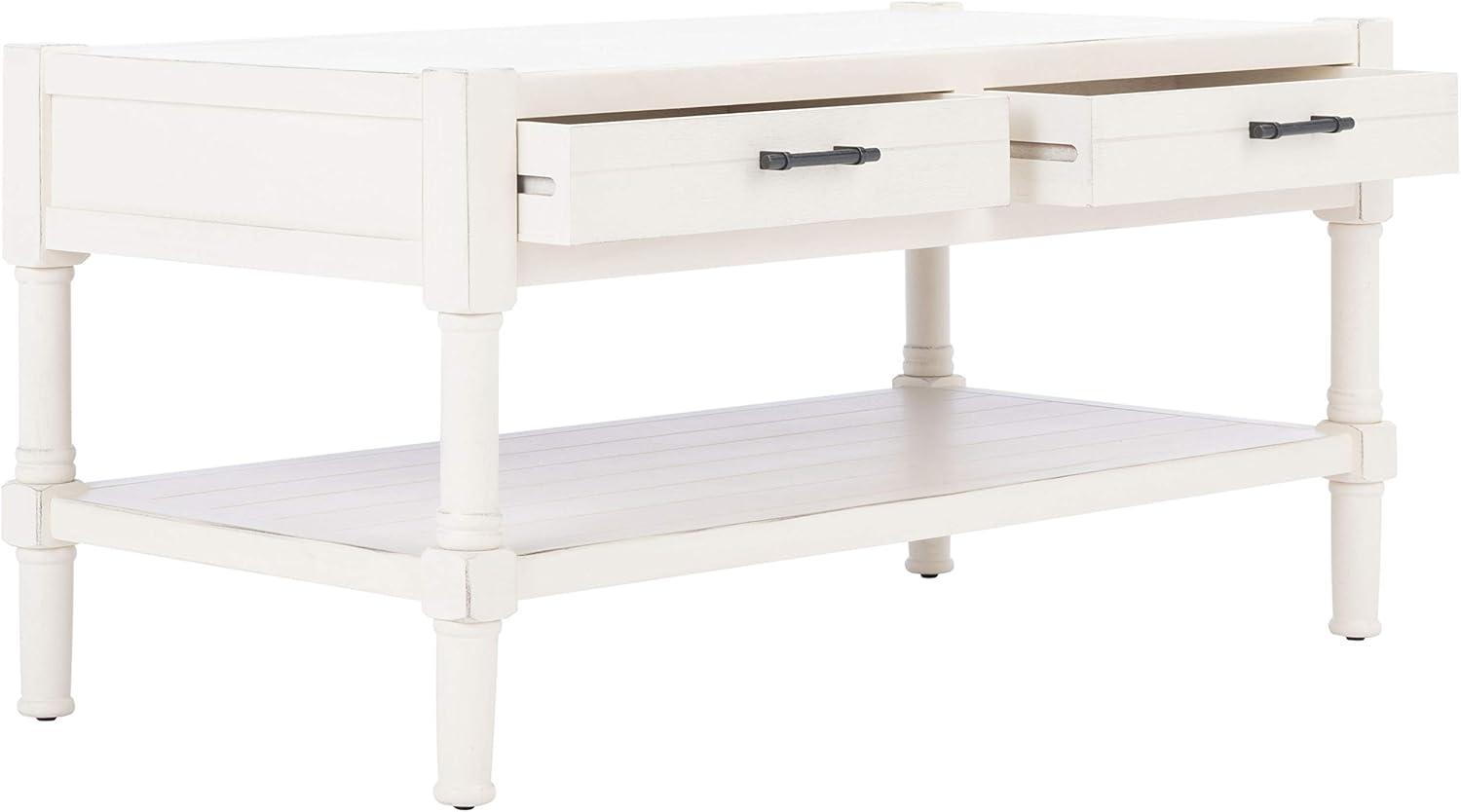 image:imageSafavieh Home Collection Filbert Brown 2Drawer Bottom Shelf Coffee Table COF5703CDistressed White