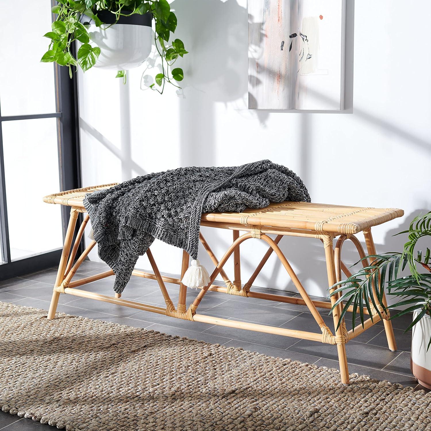 image:imageSafavieh Home Collection Montgomery Natural Rattan 15 w x 47 d x 18 h Coffee TableNatural