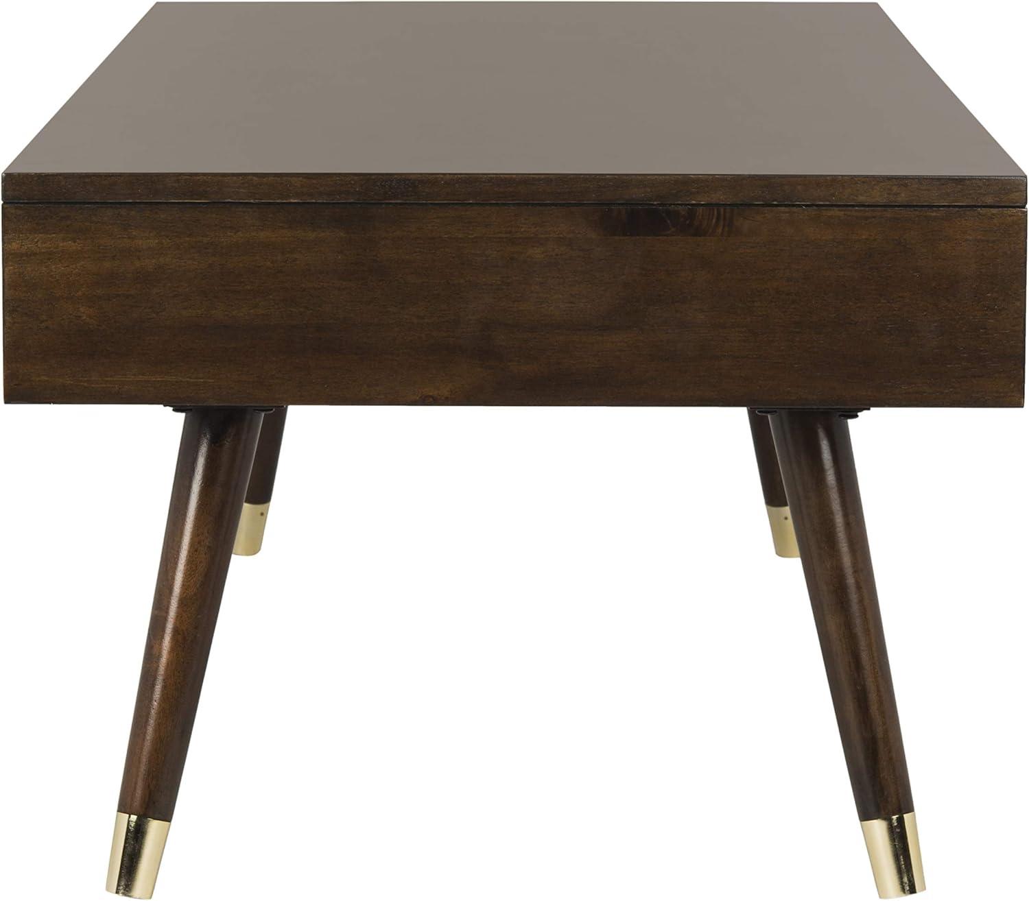 image:imageSafavieh Home Levinson MidCentury Modern Brown and Gold Cap 2drawer Coffee TableBrown