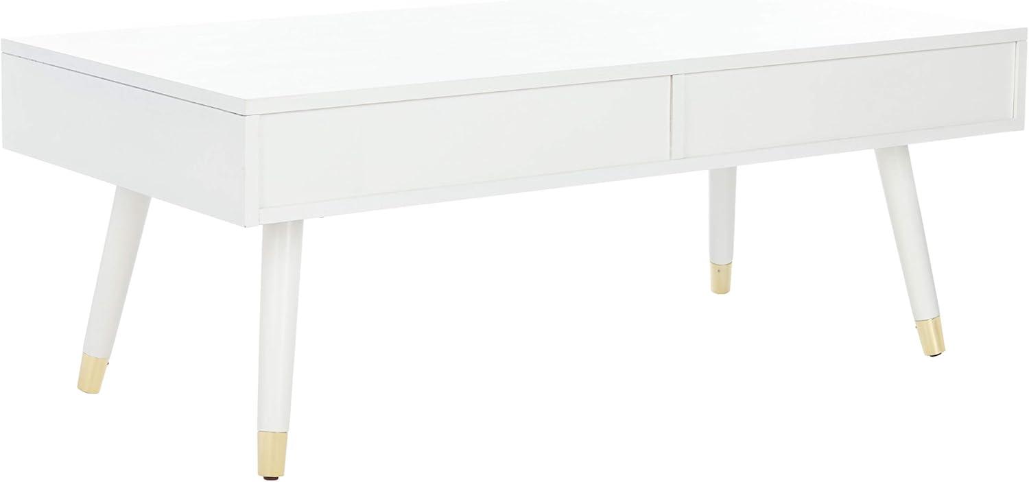 image:imageSafavieh Home Levinson MidCentury Modern Brown and Gold Cap 2drawer Coffee TableWhite Gold