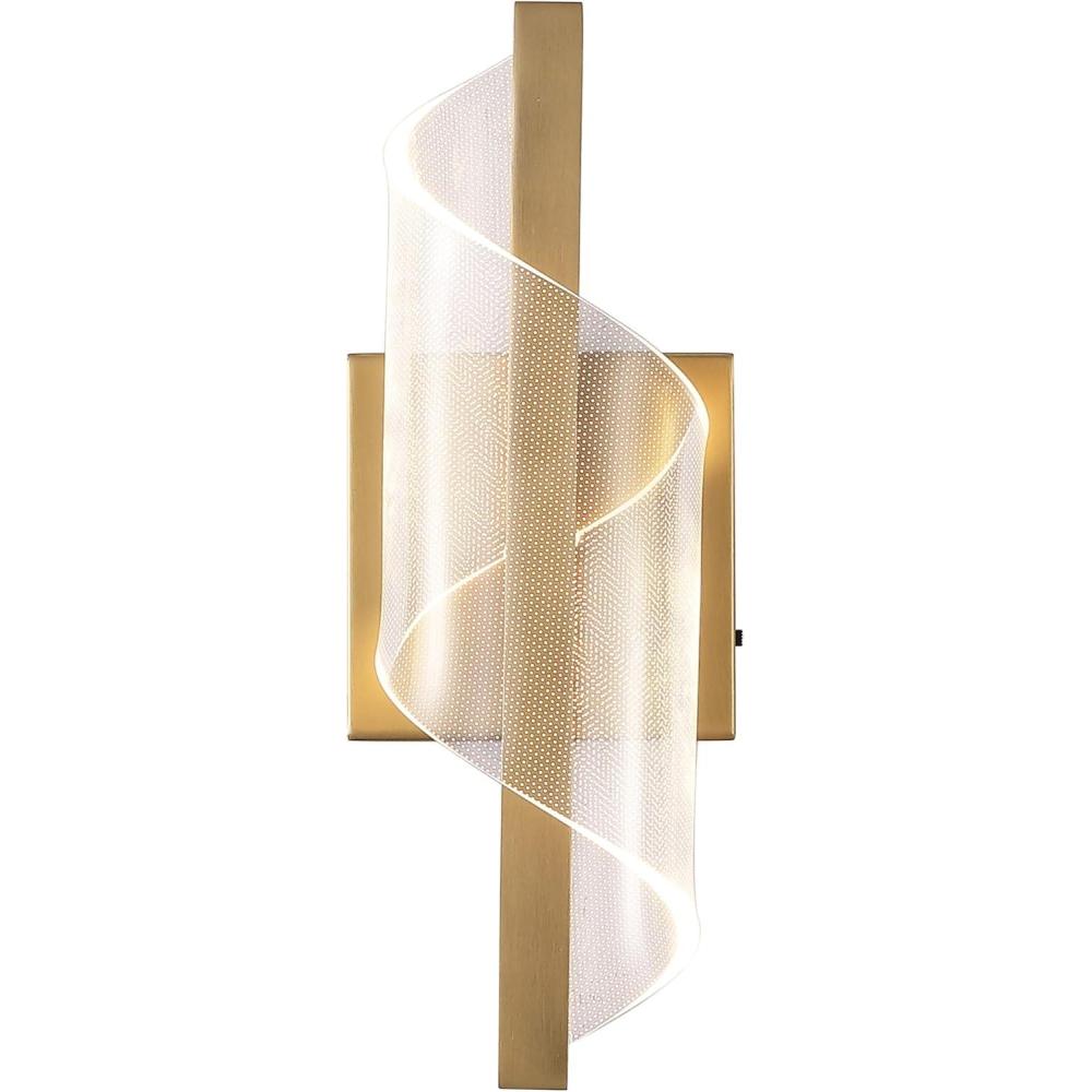 image:imageSAFAVIEH Couture Leighton Acrylic Wall Sconce Light Fixture Clear amp Gold Dimmable LED Wall Light with Adjustable Color Temperature Modern Vanity Lighting for Bathroom Hallway CTL1111AClearGold