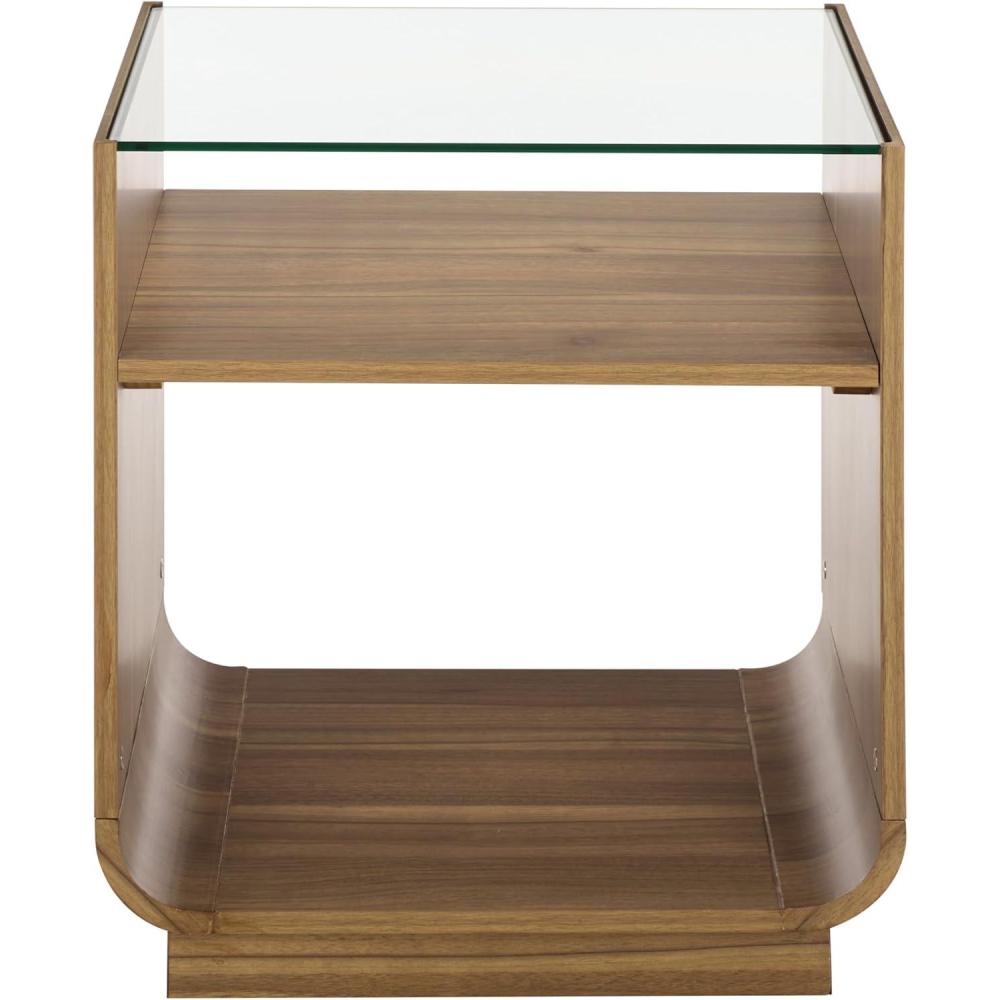 image:imageSAFAVIEH Furniture Acres Accent Table Dark Oak Wood amp Glass Top 2 Shelves Ideal for Living Room Bedroom 20 W x 18 D x 23 H ACC2329BDark OakGlass