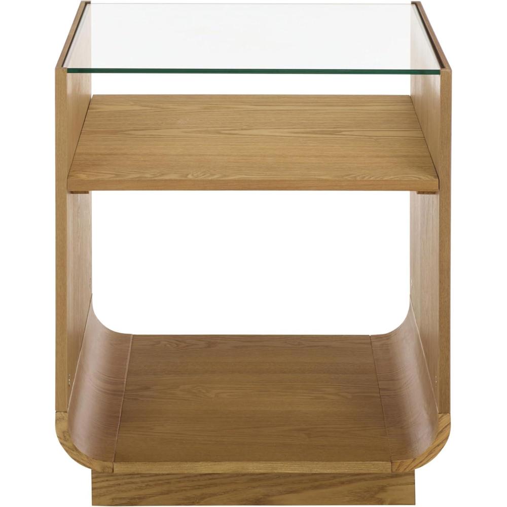 image:imageSAFAVIEH Furniture  Acres Accent Table  Dark Oak Wood amp Glass Top  2 Shelves  Ideal for Living Room Bedroom 20 W x 18 D x 23 H ACC2329BNaturalGlass