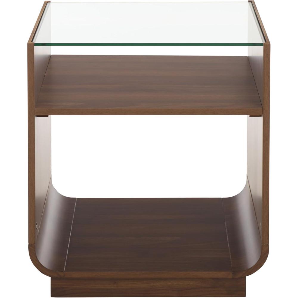 image:imageSAFAVIEH Furniture Acres Accent Table Dark Oak Wood amp Glass Top 2 Shelves Ideal for Living Room Bedroom 20 W x 18 D x 23 H ACC2329BWalnutGlass