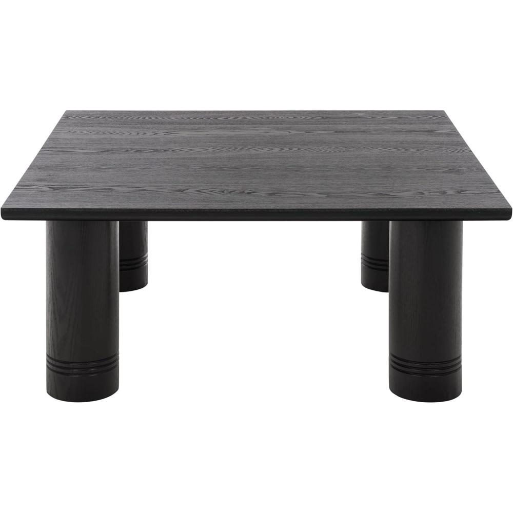 image:imageSAFAVIEH Furniture Aramin Square Coffee Table Walnut Modern Living Room Table with Sculptural Legs for Living Room Family Room 394 W x 394 D x 17 H COF2307ABlack