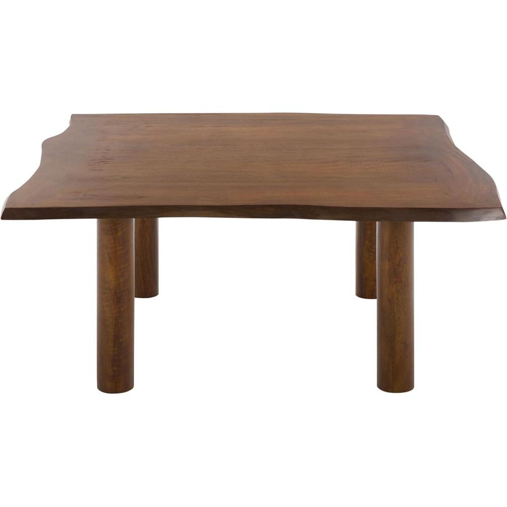 image:imageSAFAVIEH Furniture Banco Square Coffee Table Antique Brown Solid Wood Handcrafted Living Room Table with Sculpted Edges 3937 W x 3937 D x 18 H COF6521AAntique Brown