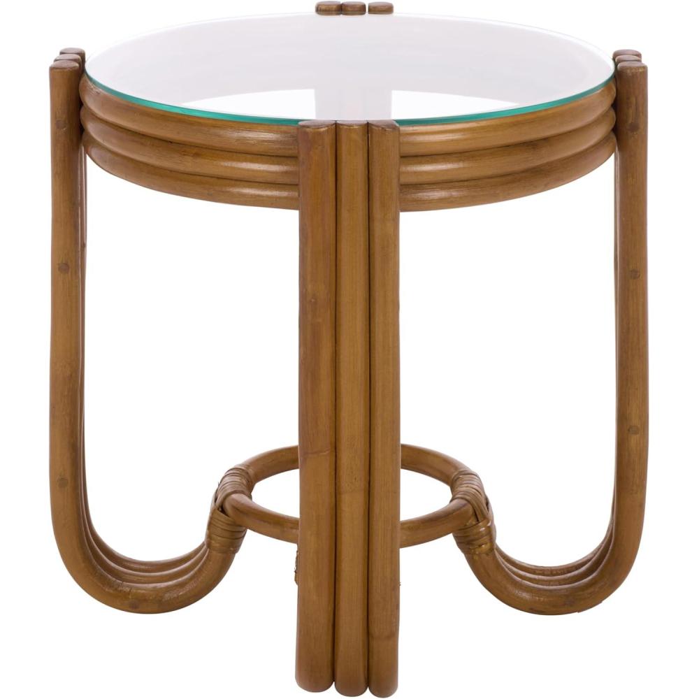 image:imageSAFAVIEH Furniture  Bilian Round Accent Table  Brown Rattan  Fully Assembled  Ideal for Living Room Bedroom 177 W x 177 D x 18 H ACC9900ABrown