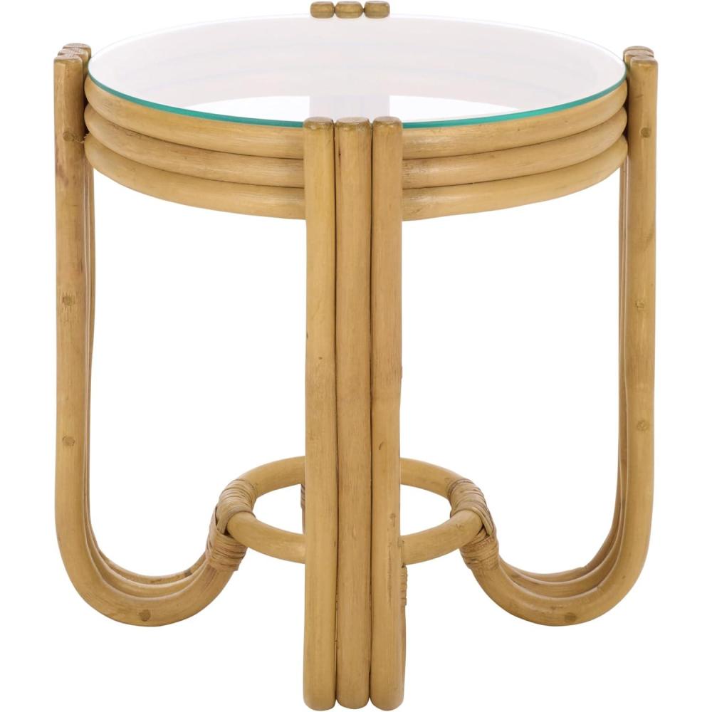 image:imageSAFAVIEH Furniture Bilian Round Accent Table Brown Rattan Fully Assembled Ideal for Living Room Bedroom 177 W x 177 D x 18 H ACC9900ANatural