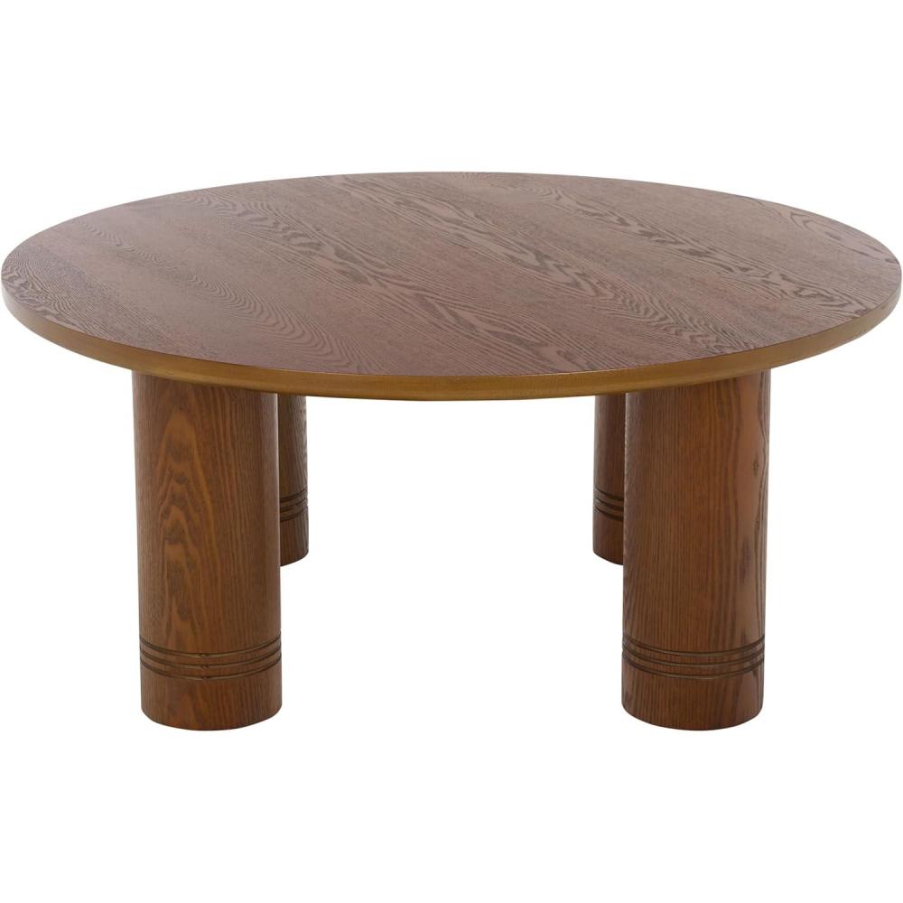 image:imageSAFAVIEH Furniture Canino Round Coffee Table Black Modern Living Room Table with Sculptural Legs for Living Room Family Room 394 W x 394 D x 17 H COF2306BWalnut