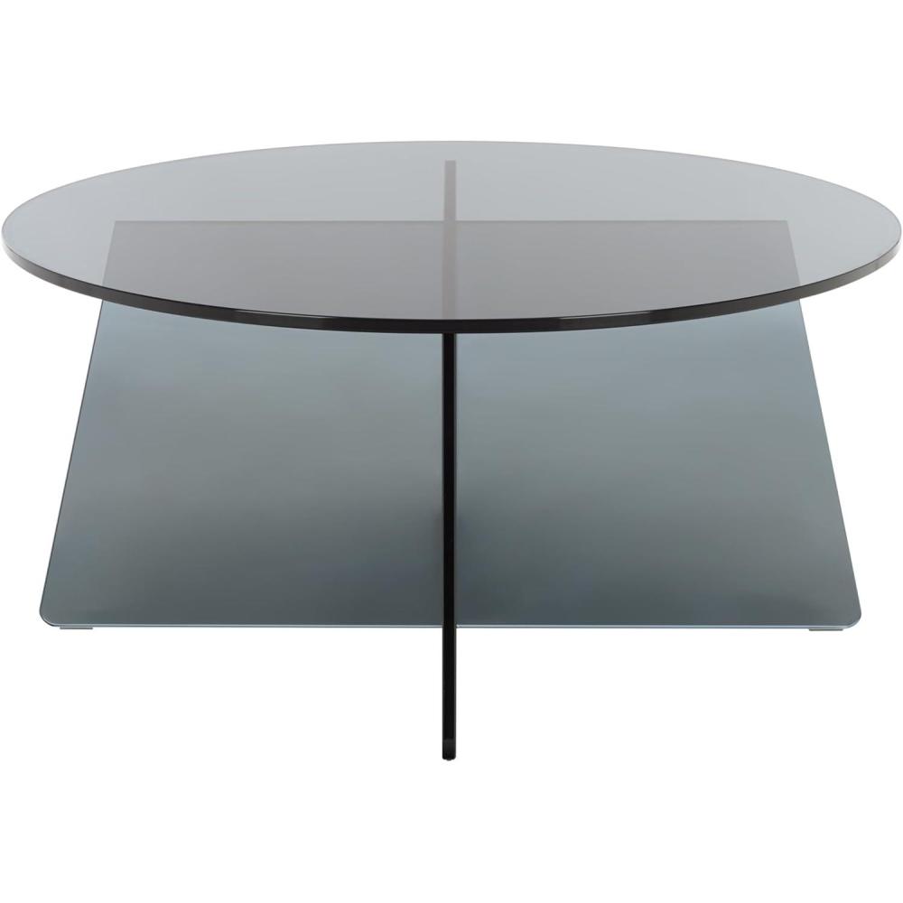 image:imageSAFAVIEH Furniture Latika Round Coffee Table Grey Tinted Tempered Glass Fully Assembled Modern Minimalist Living Room Accent Table 315 W x 315 D x 15 H COF7306AGreyTint