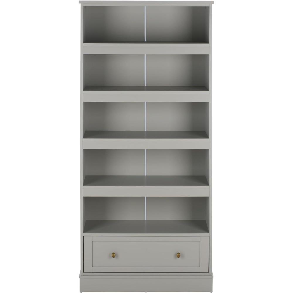 image:imageSAFAVIEH Furniture Shafa 5Tier Bookcase with Drawer Light Grey Wood Storage Bookshelf for Living Room Home Office ETG3101ALight Grey
