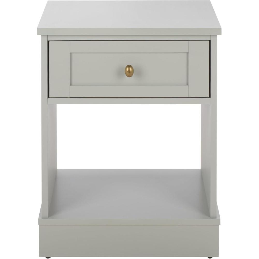 image:imageSAFAVIEH Furniture Shafa Side Table Light Grey Solid Wood amp Brass 1Drawer Nightstand Accent Ideal for Living Room Bedroom 177 W x 15 D x 237 H ACC3100ALight GreyBrass