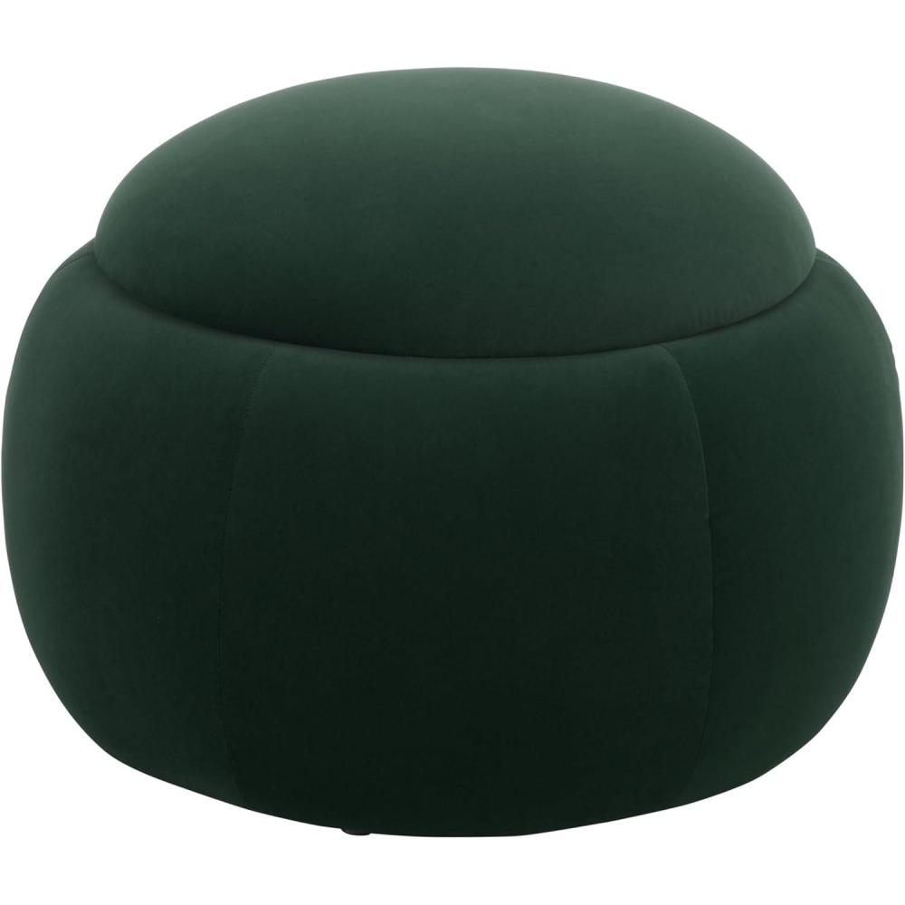 image:imageSAFAVIEH Furniture Siara Round Storage Ottoman Hunter Green Upholstered with Hidden Storage Modern Footrest Stool for Living Room Bedroom amp Entryway 242 W x 242 D x 17 H OTT3404CHunter Green