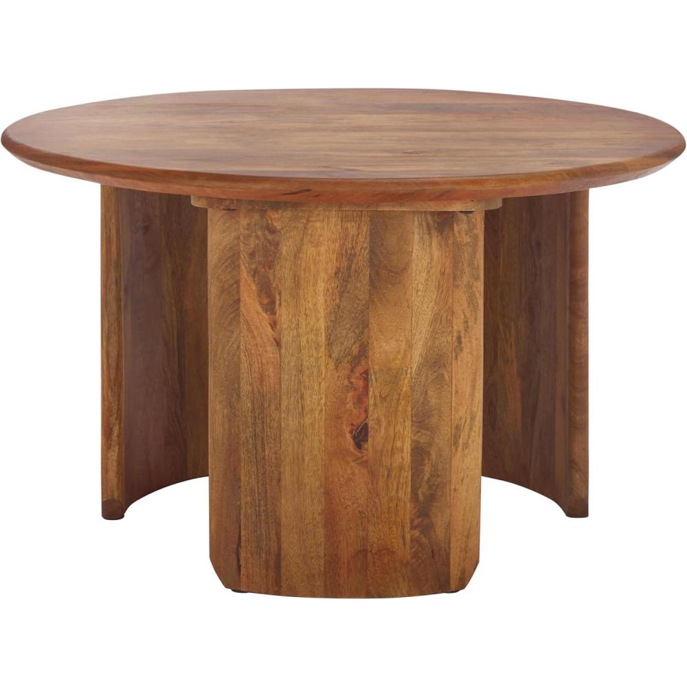 image:imageSAFAVIEH Home Collection Bari Round Coffee Table Dark Brown Solid Wood Rustic Design COF3701ADark Brown