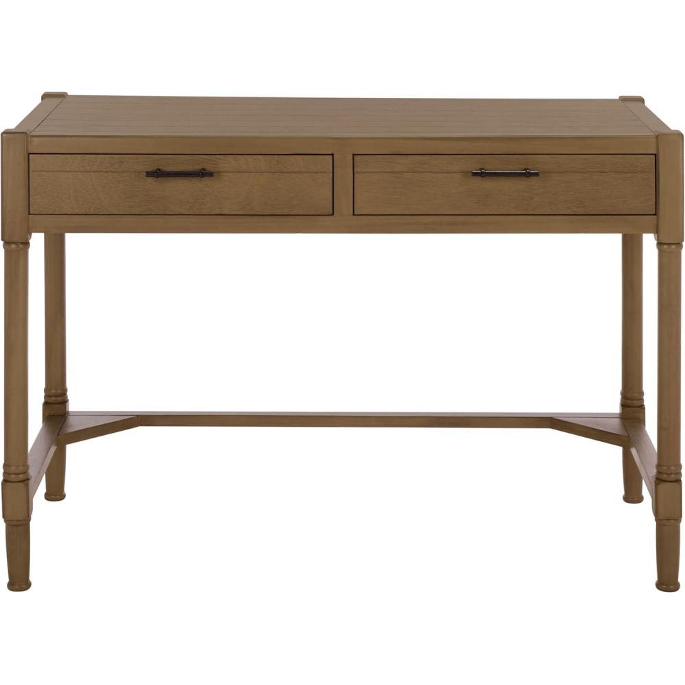 image:imageSAFAVIEH Home Collection Filbert Desert Brown Writing Desk 2Drawer Traditional Desk Classic Home Office Design DSK5701GDesert Brown