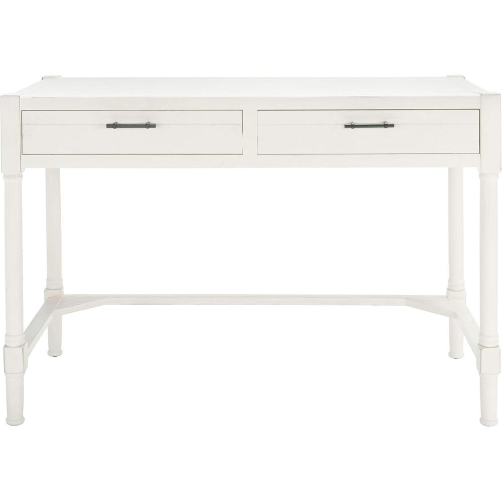 image:imageSAFAVIEH Home Collection Filbert Desert Brown Writing Desk 2Drawer Traditional Desk Classic Home Office Design DSK5701GDistressed White