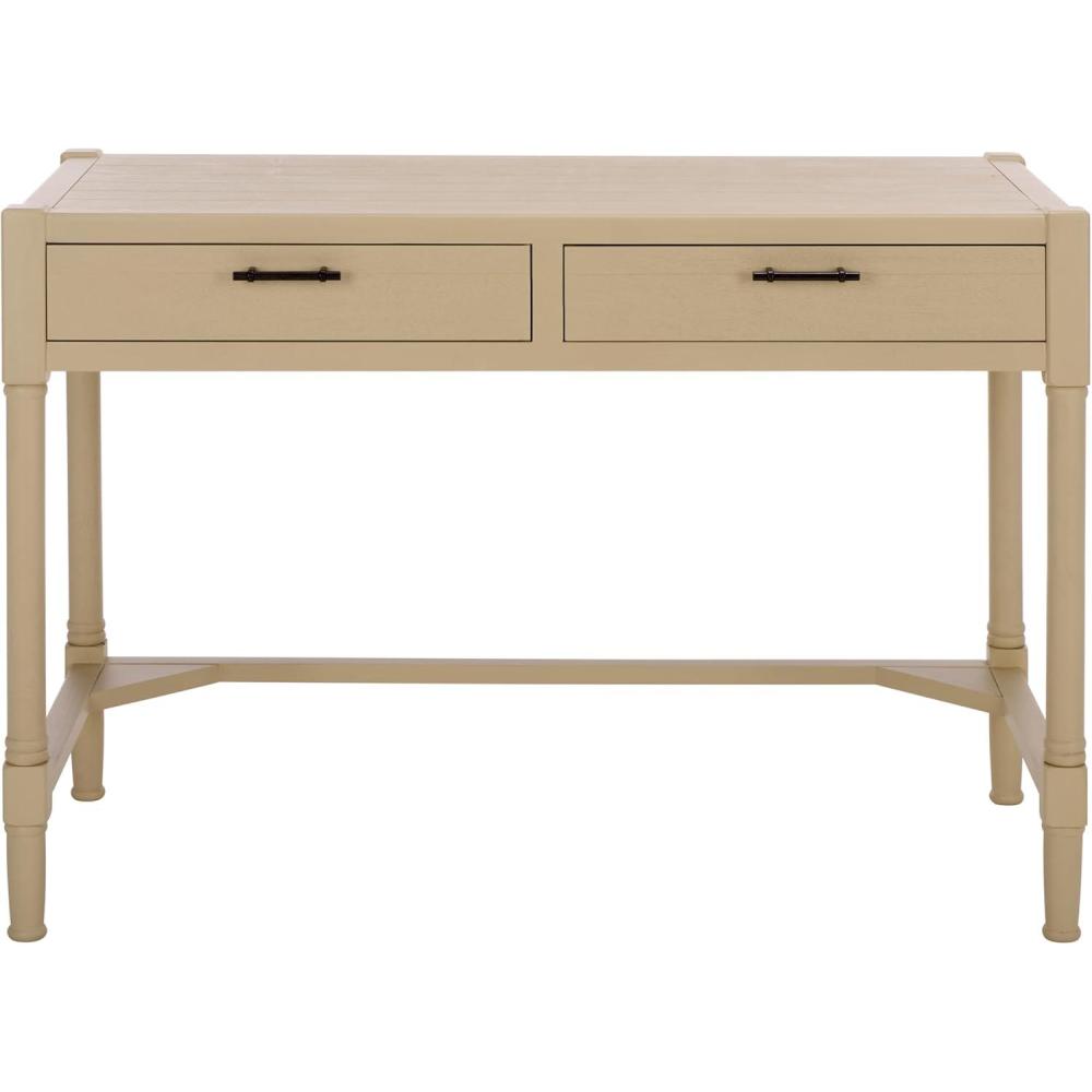 image:imageSAFAVIEH Home Collection Filbert Desert Brown Writing Desk 2Drawer Traditional Desk Classic Home Office Design DSK5701GSand