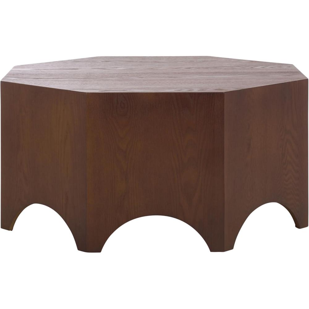 image:imageSAFAVIEH Home Collection  Maraki Walnut Coffee Table with Ash Veneer Geometric Octagon Design Fully Assembled COF2312AWalnut