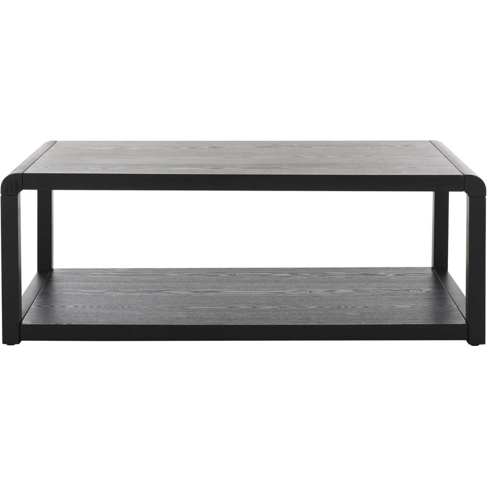 image:imageSAFAVIEH Home Collection Omara Solid Wood Coffee Table with Lower Shelf Modern Rectangular Living Room Table COF2315CBlack