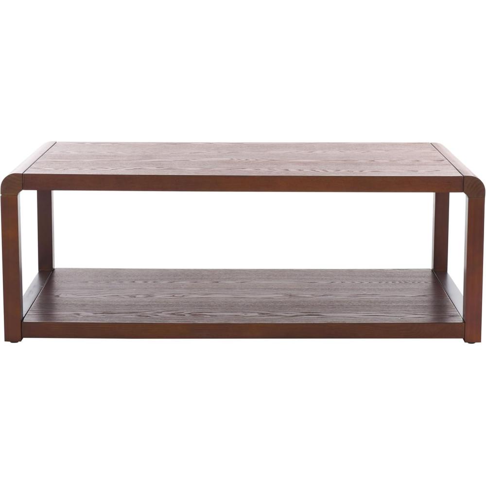 image:imageSAFAVIEH Home Collection Omara Solid Wood Coffee Table with Lower Shelf Modern Rectangular Living Room Table COF2315CWalnut