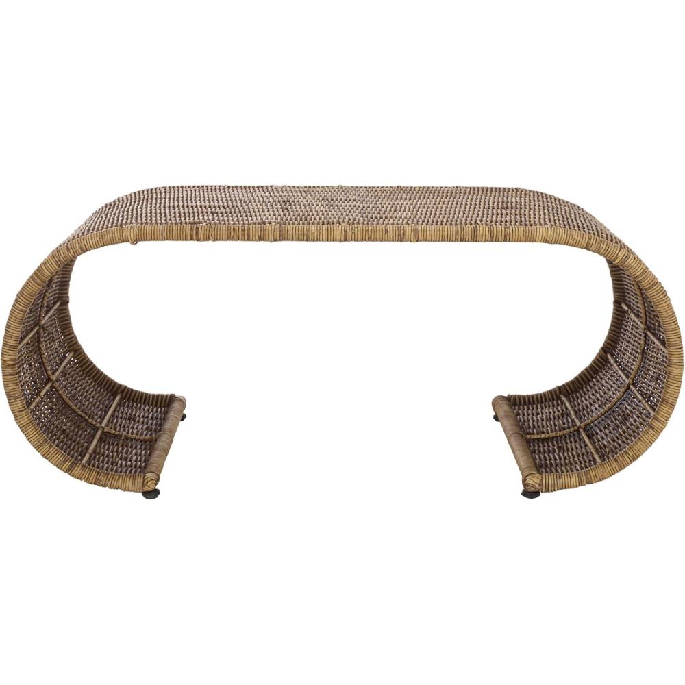 image:imageSAFAVIEH Home Collection Tamo Honey Brown Wash Rattan Coffee Table Sculptural Coastal Boho Design Fully Assembled COF6515BHoney Brown Wash