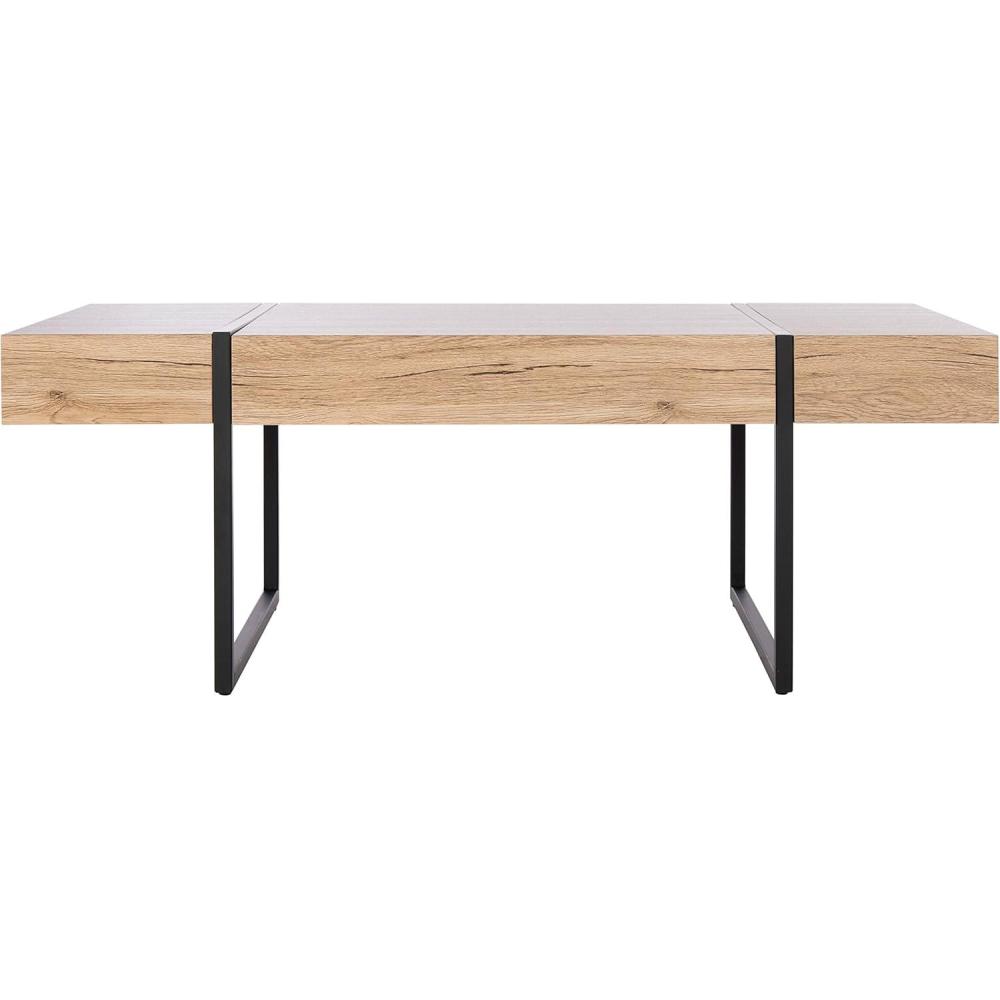 image:imageSAFAVIEH Home Collection Tristan Rectangular Modern Coffee Table with Natural Wood Top amp Black Metal Base Industrial Minimalist Living Room Table COF7000BNatural