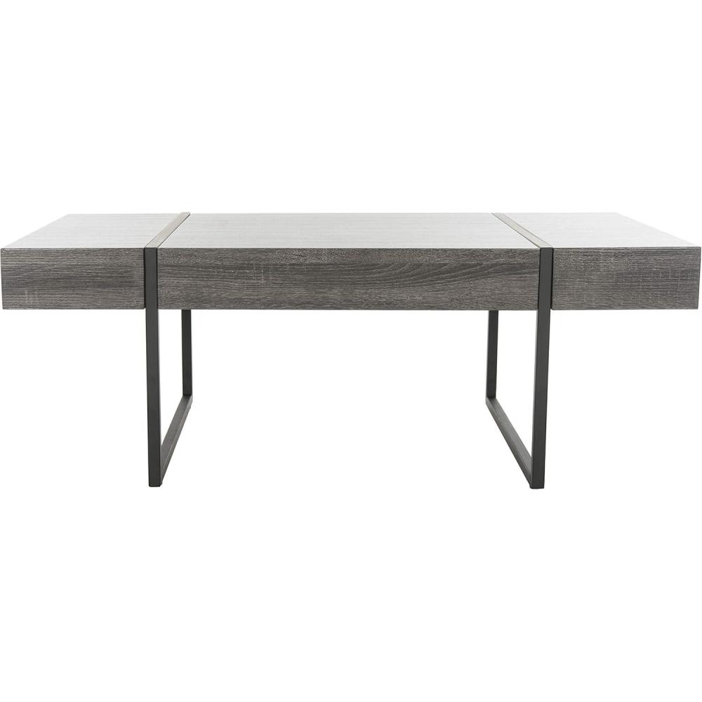 image:imageSAFAVIEH Home Collection Tristan Rectangular Modern Coffee Table with Natural Wood Top amp Black Metal Base Industrial Minimalist Living Room Table COF7000BBlack