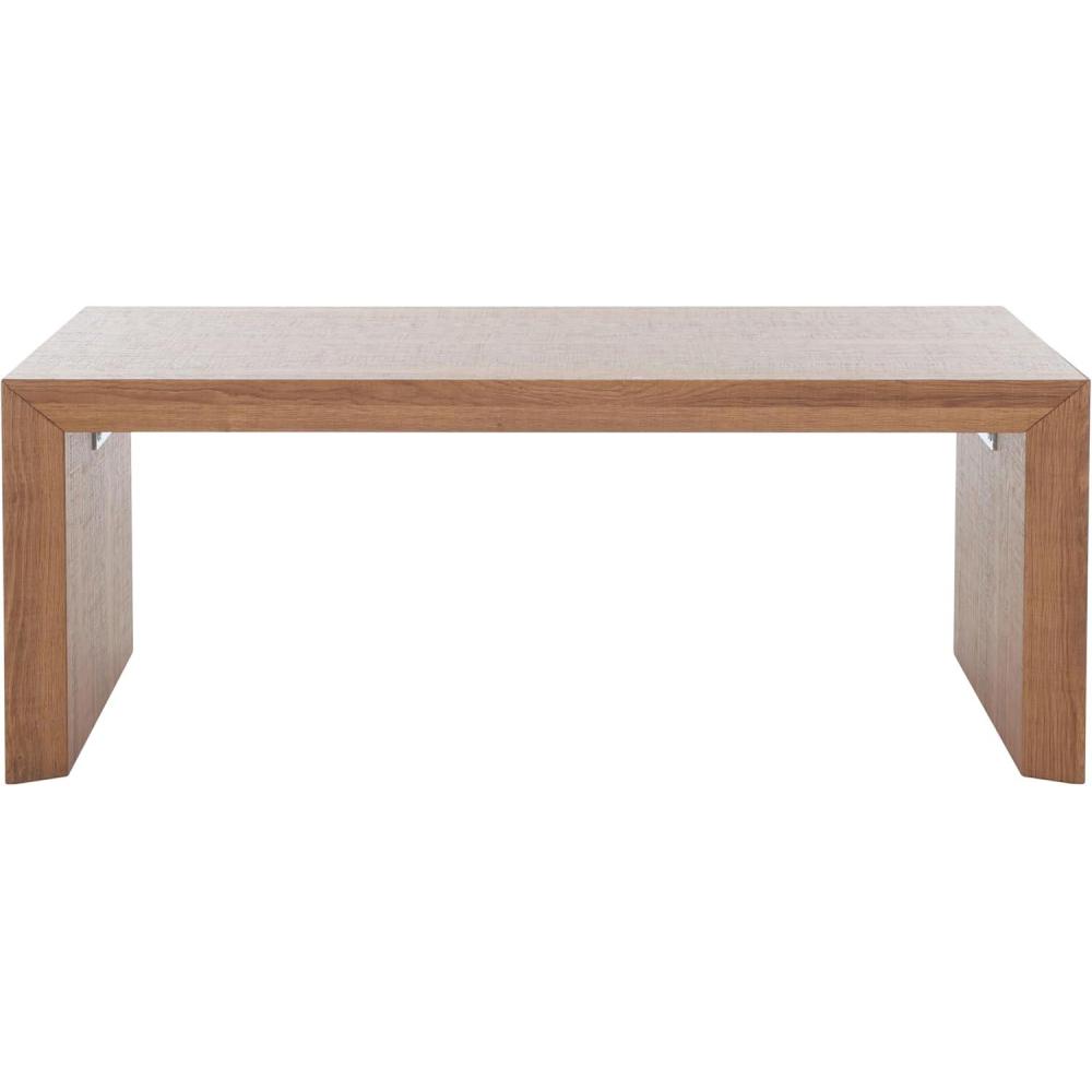 image:imageSAFAVIEH Home Collection  Woodrow Faux Travertine Coffee Table Modern Minimalist Rectangular Design COF7013BNatural Brown