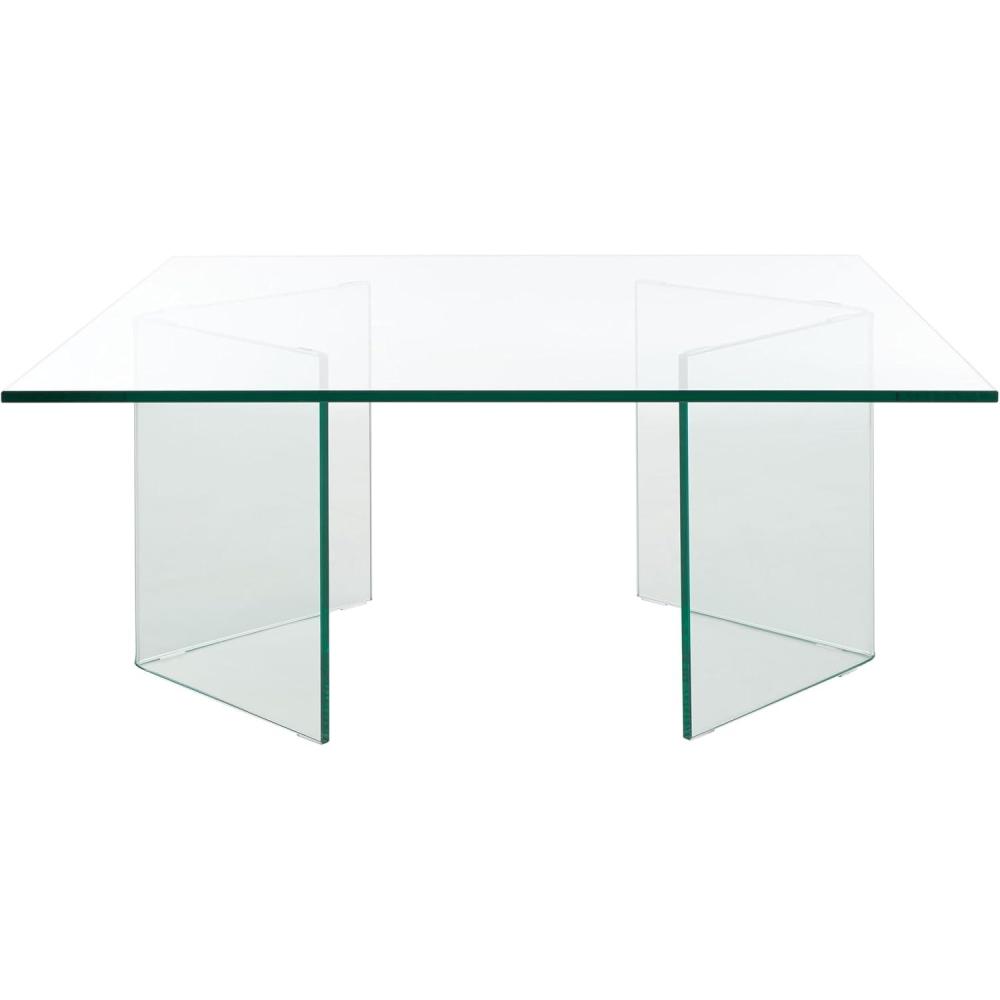 image:imageSAFAVIEH Home Collection Aerith Clear Tempered Glass Square Coffee Table Ideal for Living Room Office Bedroom
