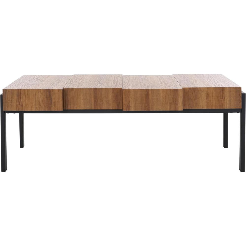 image:imageSAFAVIEH Home Collection Alexander Natural BrownBlack Rectangle Coffee TableBrownBlack