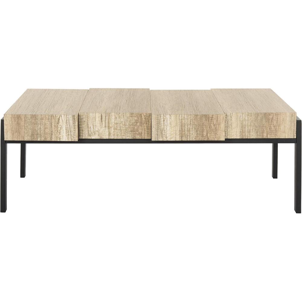 image:imageSAFAVIEH Home Collection Alexander Natural BrownBlack Rectangle Coffee TableMultiBrown