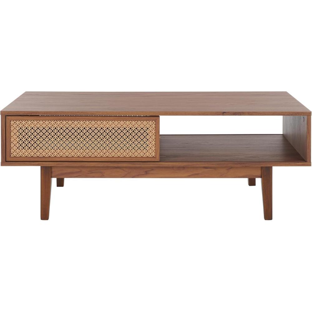 image:imageSAFAVIEH Home Collection Ceu OakGold 2Door Coffee TableWalnutGold