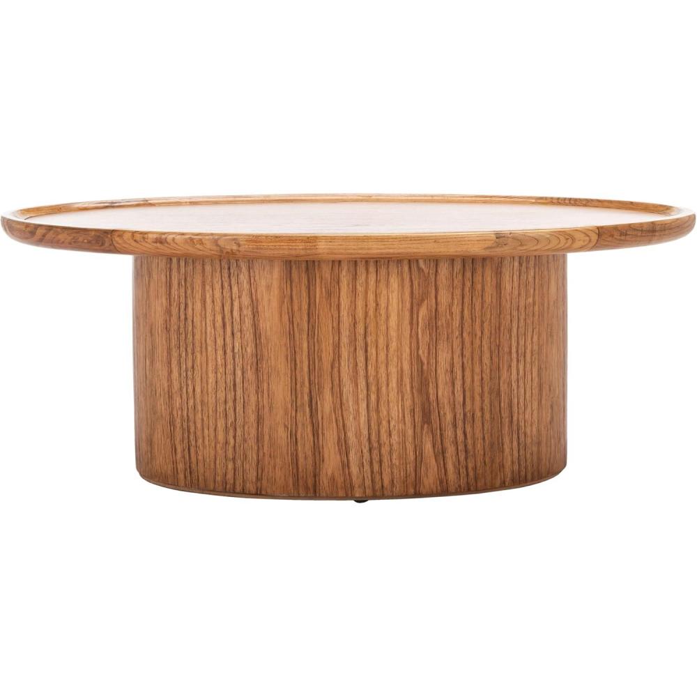 image:imageSAFAVIEH Home Collection Flyte Natural Brown Oval Coffee Table Fully Assembled