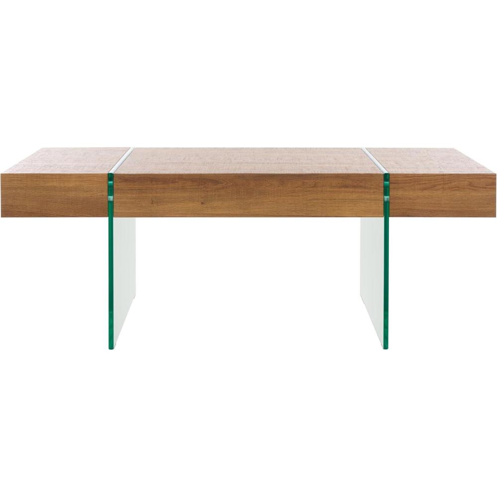 image:imageSAFAVIEH Home Collection Jacob WhiteClear Glass Legs Rectangle Coffee TableBrownClear
