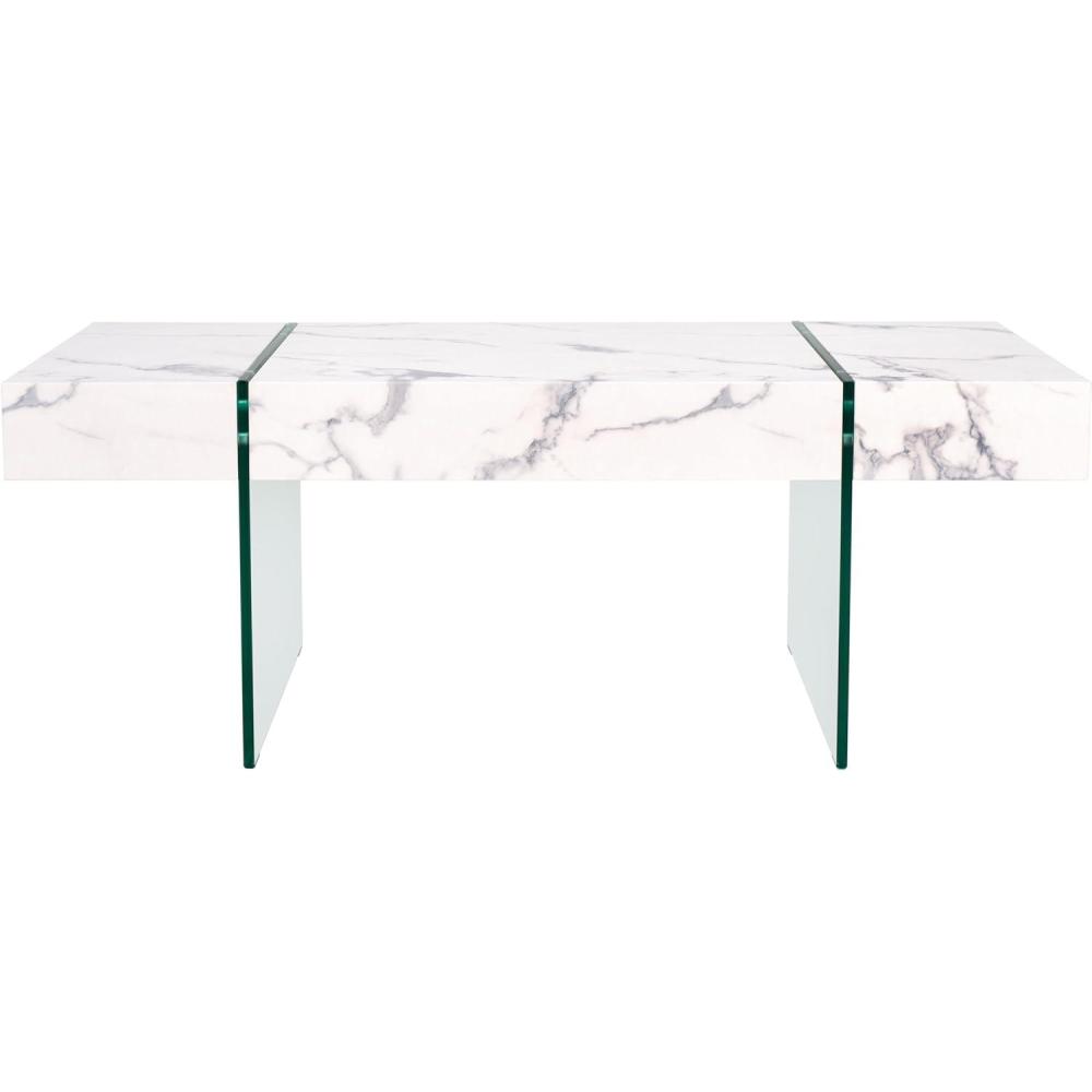 image:imageSAFAVIEH Home Collection Jacob WhiteClear Glass Legs Rectangle Coffee TableWhiteClear