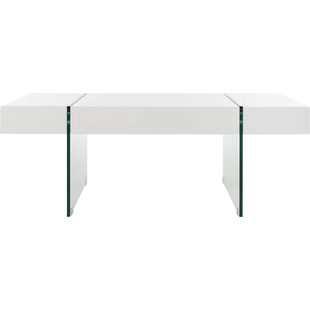 image:imageSAFAVIEH Home Collection Jacob WhiteClear Glass Legs Rectangle Coffee TableWhiteGlass