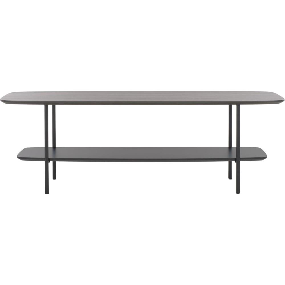 image:imageSAFAVIEH Home Collection Kayleigh White Faux MarbleMatte Black Coffee Table with Lower ShelfDark Grey OakMatte Black