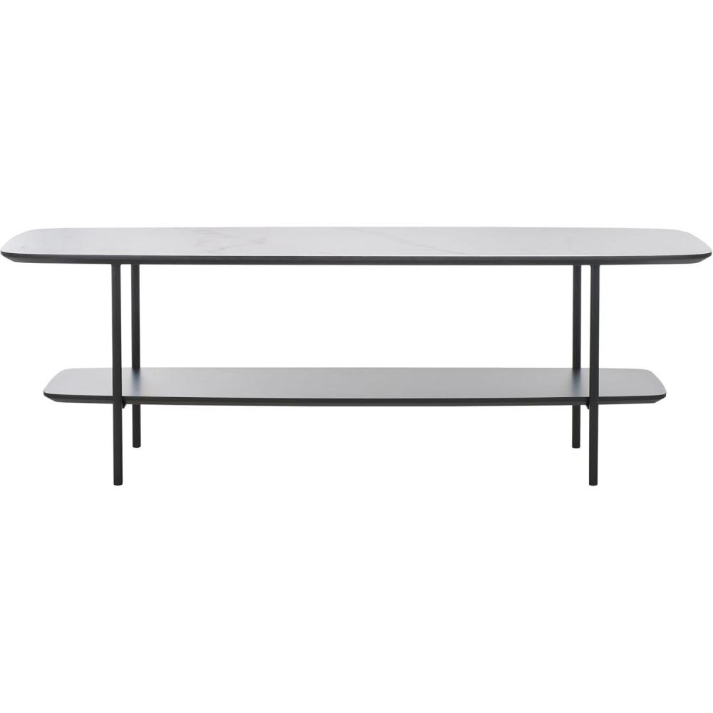 image:imageSAFAVIEH Home Collection Kayleigh White Faux MarbleMatte Black Coffee Table with Lower ShelfWhite Faux MarbleMatte Blac