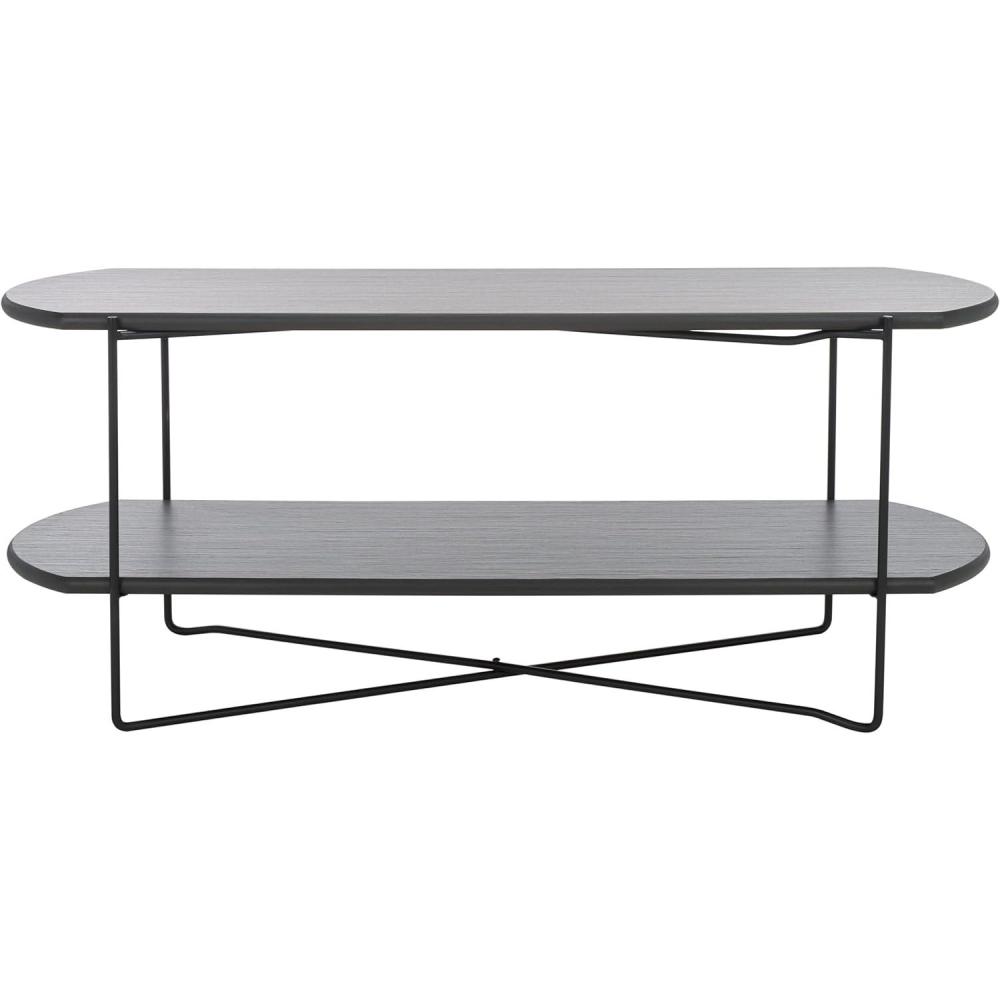 image:imageSAFAVIEH Home Collection Marlee White Faux Paper MarbleBlack Coffee Table with Lower ShelfDark Grey OakBlack
