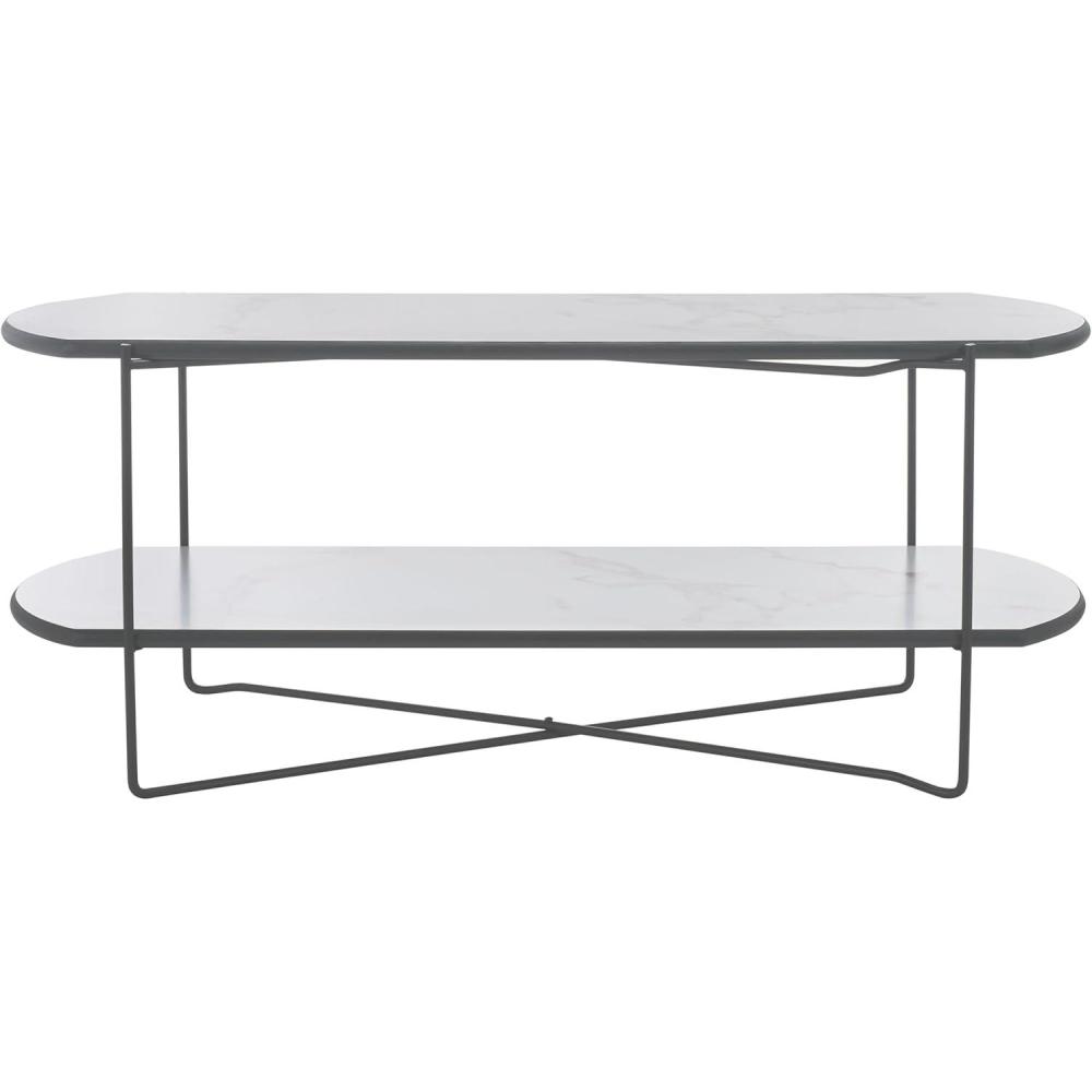 image:imageSAFAVIEH Home Collection Marlee White Faux Paper MarbleBlack Coffee Table with Lower ShelfWhite Faux MarbleBlack