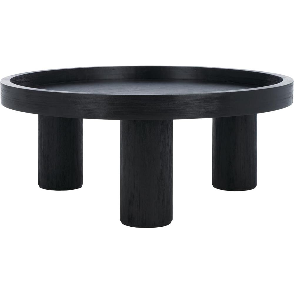image:imageSAFAVIEH Home Collection Meek White Washed 3Leg Round Coffee TableBlack