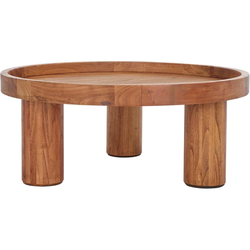 image:imageSAFAVIEH Home Collection Meek White Washed 3Leg Round Coffee TableNatural