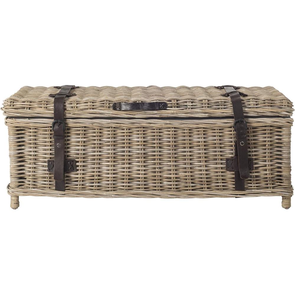 image:imageSAFAVIEH Home Collection Navarro White Rattan Coffee TableGrey