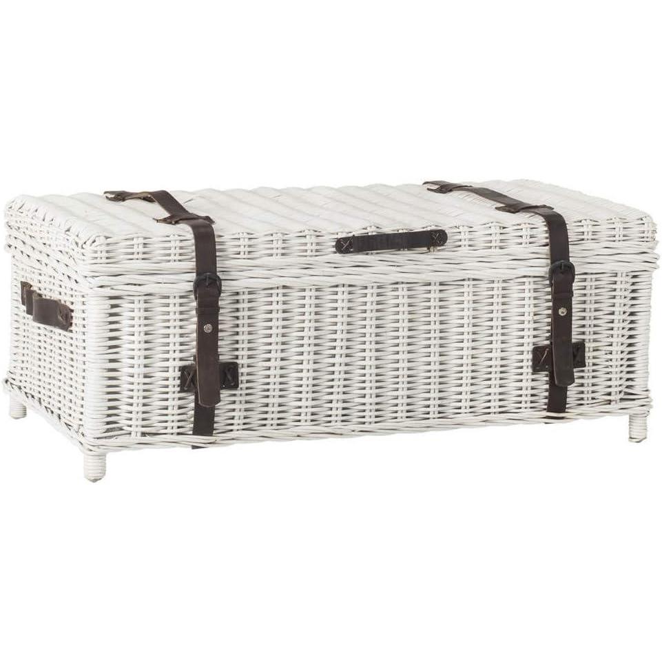 image:imageSAFAVIEH Home Collection Navarro White Rattan Coffee TableWhite